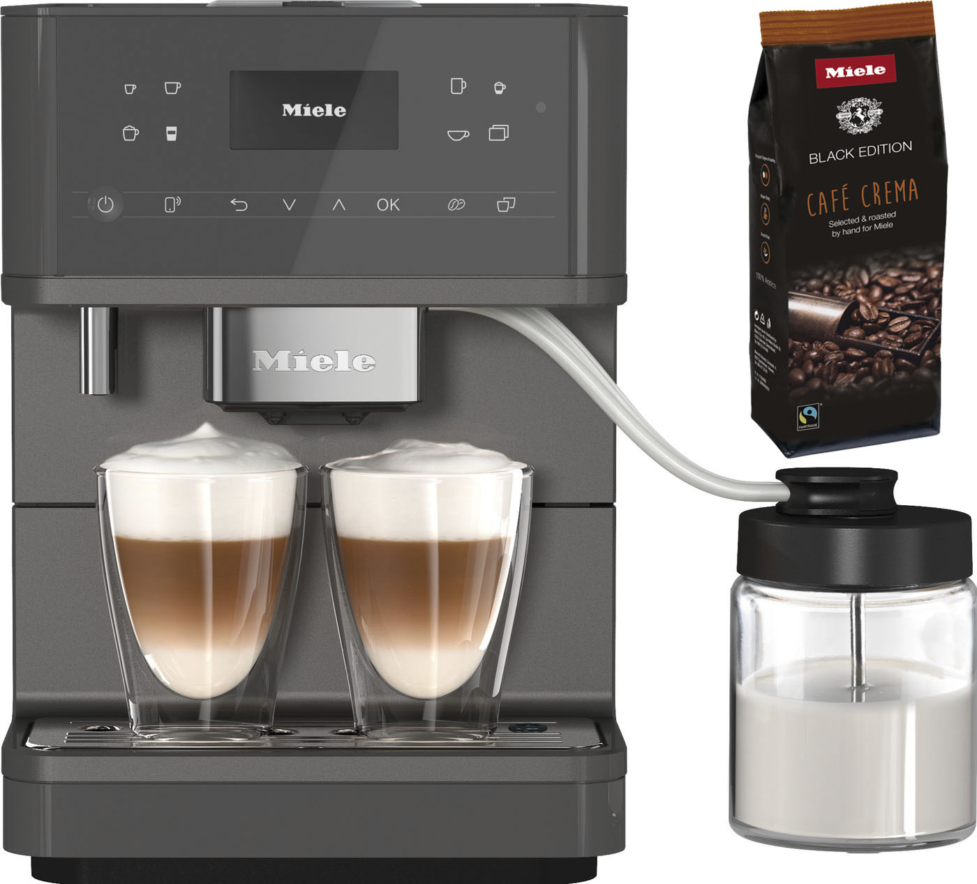 Miele CM 6560 MilkPerfection Kaffeevollautomat (Getränkevielfalt, Expertenmodus, Performance Mode, MilkPerfection, WiFiConn@ct, 8 Genießerprofile) Graphitgrau PearlFinish