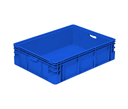 Eurobehälter 800x600x220 mm (LxBxH) | stapelbar | Wände und Boden geschlossen | Mit Handgriff | 90 Liter | aus PP-C | Premium-Qualität Made in Germany Farbe blau