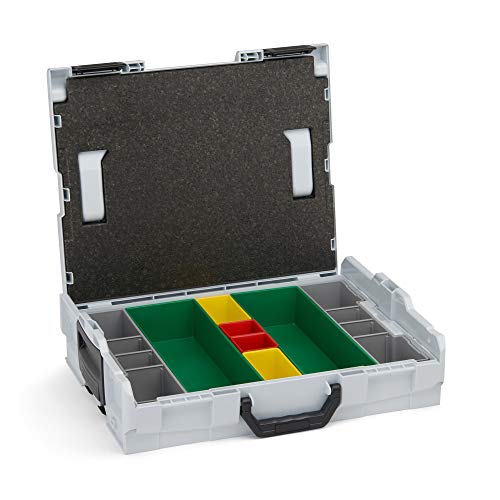 Sortimentskasten Kleinteile Kunststoff | L-BOXX 102 (grau) mit Insetboxenset G3 | Profi Werkzeugkoffer leer inkl. Sortimentskasten Einsätze