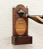 DanDiBo Wandflaschenöffner mit Auffangbehälter Holz 5093 Bieröffner 32 cm Flaschenöffner Öffner Wand