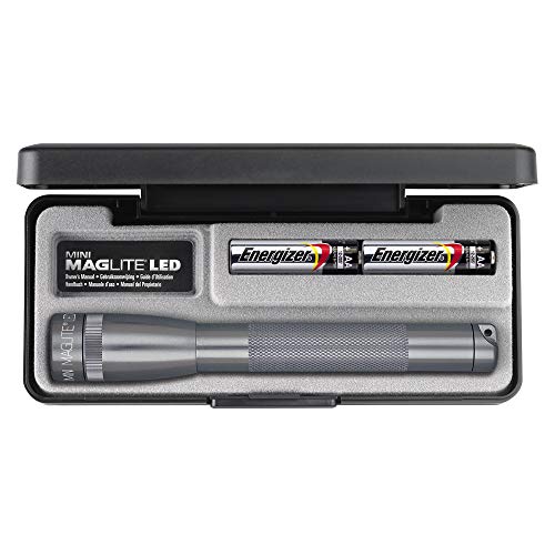 Mag-Lite SP22097F Mini Maglite 2AA Multimode Hochleistungs-LED-Taschenlampe, 17 cm titan-grau inkl. 2 Mignon-Batterien im Etui