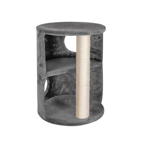 Record - Kratzbaum für Katzen - Maße: Ø 42 x 58 h cm - Farbe grau - ausgestattet mit halbgeschlossener Säulenstruktur aus Plüsch - stimuliert Ihre Katze