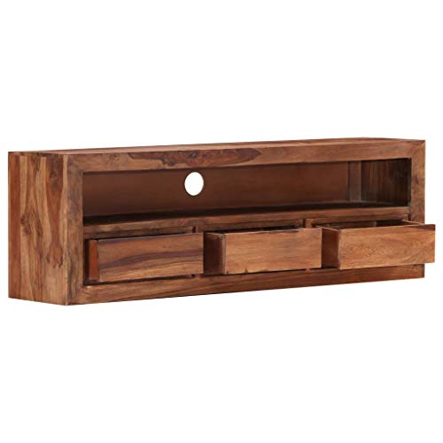 Hommdiy Sheesham-Holz Massiv TV Schrank Board Tisch Möbel 120x30x40cm Lowboard Fernsehtisch Fernsehschrank Sideboard Fernseher Schrank Fernsehmöbel