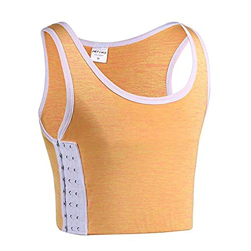 BaronHong Tomboy Trans Lesbische Baumwolle Brust Binder Plus Size Short Tank Top mit stärkeren Gummiband (orange, L)