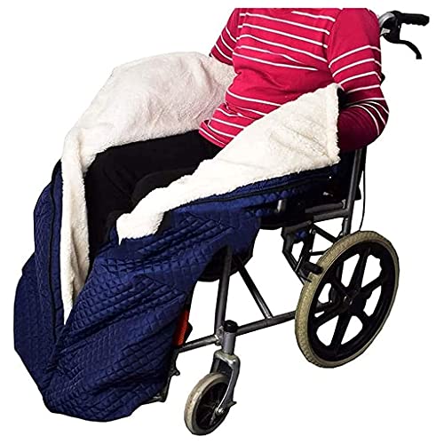 Rollstuhl-Decke, wasserdicht, Fleece gefüttert, Rollstuhldecke, Beinschutz, alter Mann, Sitzdecke mit Fußtaschen, Siamesisch, halbgewickelt, winddicht Set