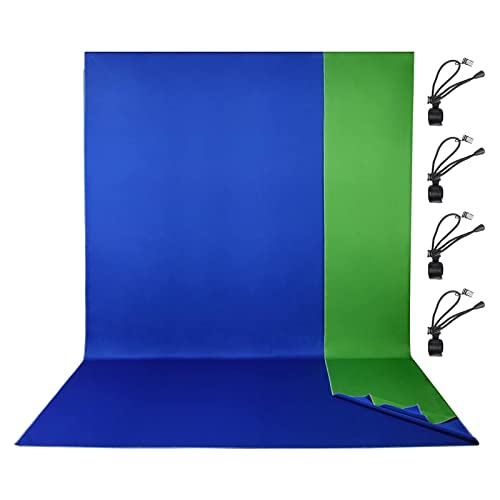 EMART Green Screen Fotostudio Hintergrund, 1,8 x 2,8 m Grün/Blau 2-in-1 Foto Hintergrund Faltbarer mit 4 Clips für Streaming, Chroma-Key-Synthese, Fotografie und Videostudio