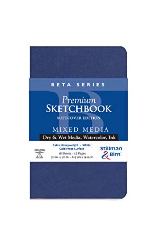 Stillman & Birn Beta Series Softcover Skizzenbuch, 8,9 x 14 cm, 270 g/m² (extra schwer), weißes Papier, Kaltpress-Oberfläche