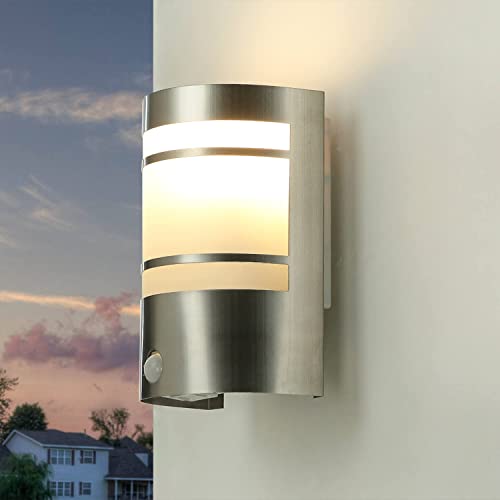 Moderne Außenleuchte mit Bewegungsmelder Silber Sensor einstellbar Wandlampe Außen Terrasse Weg Tür