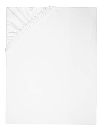 ZOLLNER Spannbettlaken, 160x200 cm, 100% Baumwolle, 180g/m², Steg 20 cm, Weiß