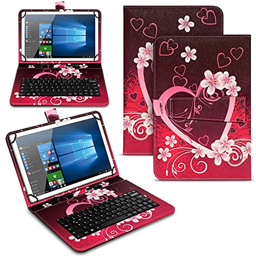 NAUC Tablet Hülle für 10 10.1 10.2 10.3 10.4 10.5 10.6 10.8 Zoll Tasche Tastatur Universal Schutzhülle Keyboard QWERTZ Layout, Farben:Motiv 5