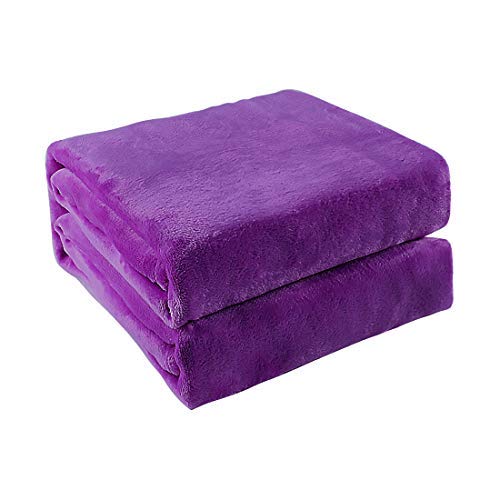 N/A Flannel Fleece-Blanket Soft Lightweight Plush Microfaser Bed Gold Couch Blanket, Violett Queen