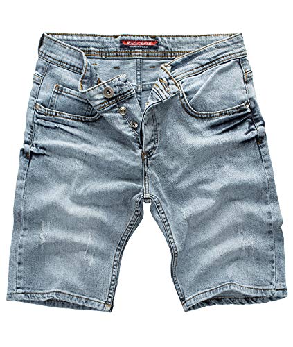 Rock Creek Herren Shorts Jeansshorts Denim Stretch Sommer Shorts Regular Slim [RC-2136 - Snow Blue - W29]