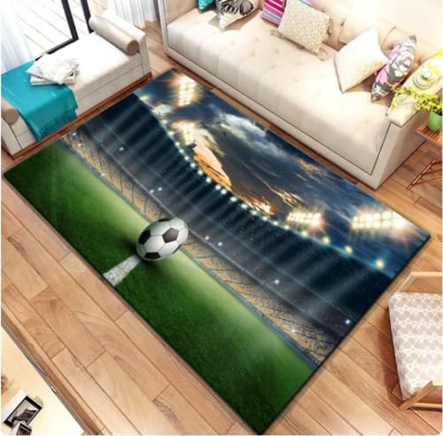 KIESEY Fußball Bilder Teppich Wohnzimmer Dekoration Teppiche für Schlafzimmer Wohnzimmer Teppich zu Hause Eingangstür Matte 60x90cm