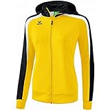 ERIMA Damen Jacke Liga 2.0 Trainingsjacke mit Kapuze, gelb/schwarz/weiß, 36, 1071858