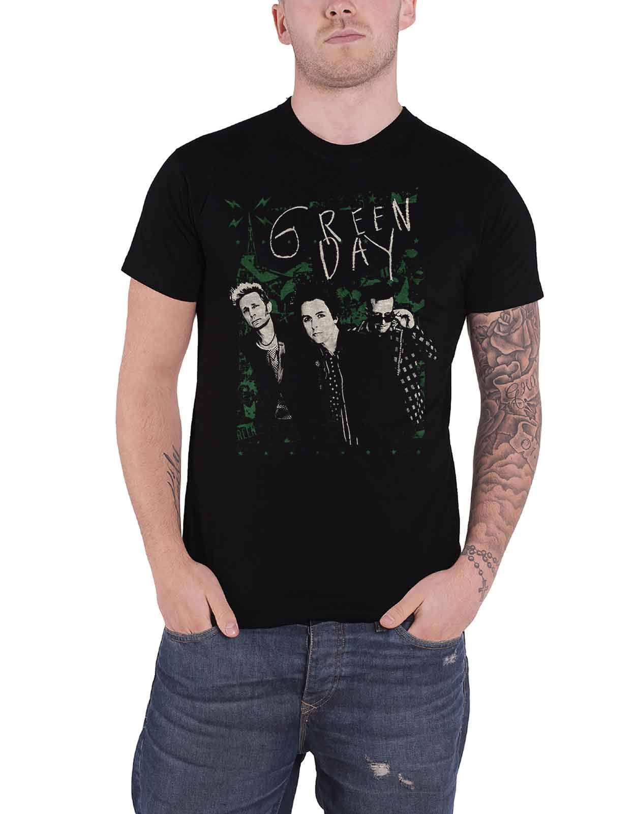 Green Day T Shirt Lean Band Shot Logo Nue offiziell Herren Schwarz M
