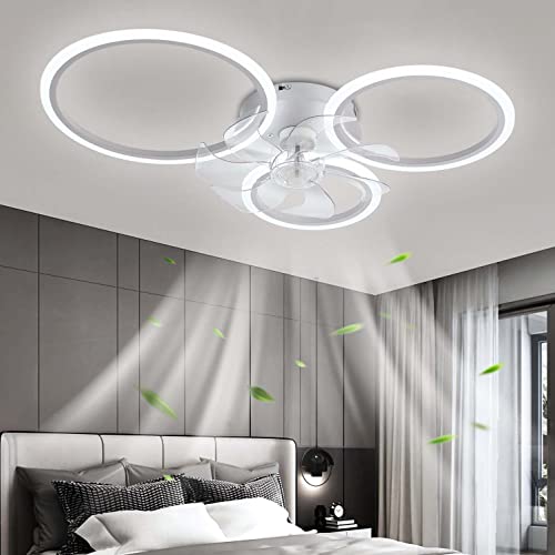 YUNZI Modern Deckenventilator mit Beleuchtung, LED 72W Dimmbar Ventilator Deckenleuchte, Deckenventilator Lampe für Wohnbereich Schlafzimmer Küche, 6 Geschwindigkeiten, Weiß 78cm