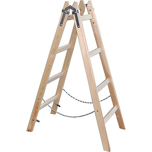 Holzleiter Leiter Stehleiter 130cm - 4 Sprossen - Malerleiter Holzstehleiter - DEWEPRO/x-tools
