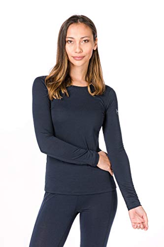 super.natural Damen Langarm-Shirt, Mit Merinowolle, W BASE LS 175, Größe: L, Farbe: Nachtblau
