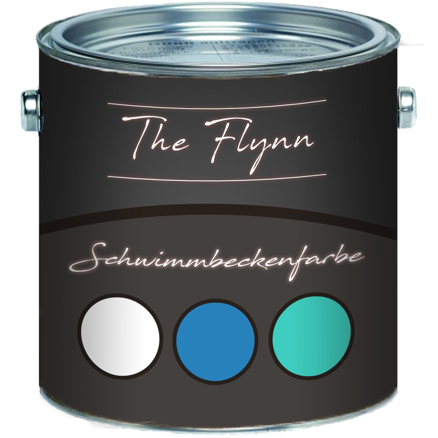 The Flynn 2-K Schwimmbeckenfarbe für GFK/Kunststoff/Polyester mit Härter auserlesene Poolfarbe in Blau Weiß Grün und ALLE RAL Schwimmbad-Beschichtung Teichfarbe (2,5 L, Grün)