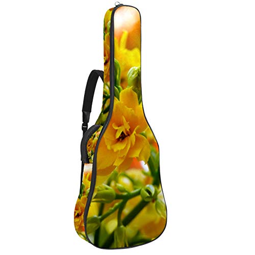 Gitarrentasche mit Reißverschluss, wasserdicht, weich, für Bassgitarre, Akustik- und klassische Folk-Gitarre, schöne gelbe Blume