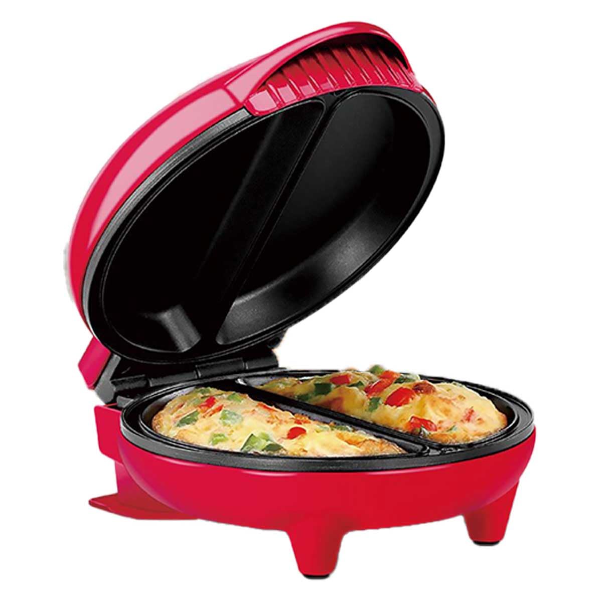 Omelette Pfannkuchenplatte 750 W, elektrische Grillplatte für 2-Sitzer mit Antihaftplatte, automatischer Thermostat, Rot