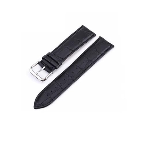 BOLEXA uhr Lederarmband Uhrenarmband aus echtem Leder, 10–24 mm, Uhrenzubehör, hochwertige braune Farben, Uhrenarmbänder, Uhrenzubehör (Color : Black black line, Size : 16mm)