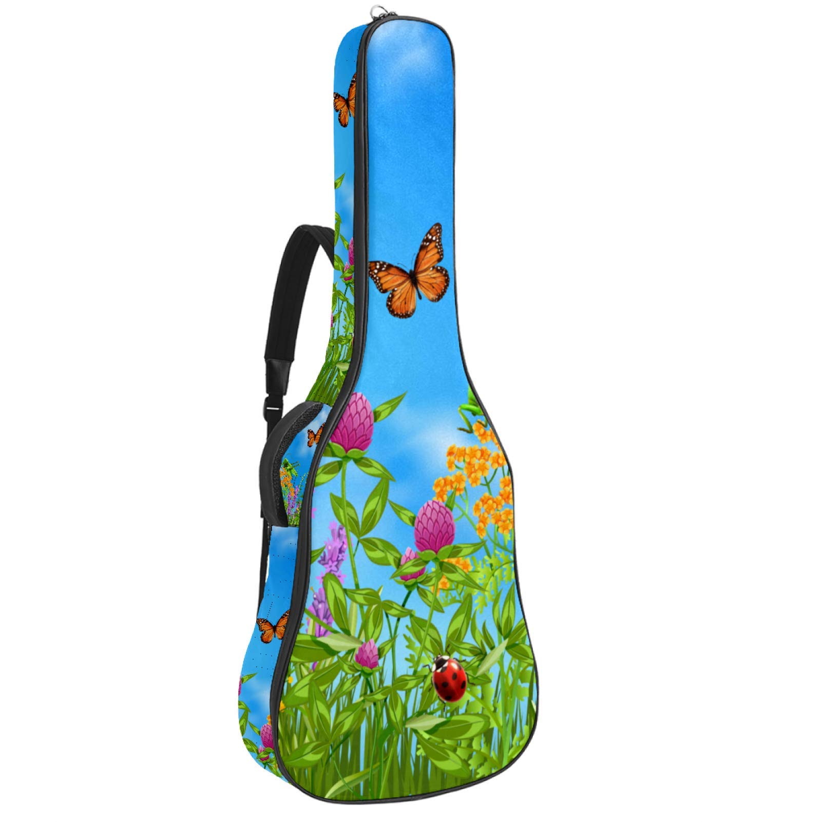 Gitarren-Gigbag, wasserdicht, Reißverschluss, weicher Gitarren-Rucksack, Bassgitarre, Akustik- und klassische Folk-Gitarre, Tasche für Sommer Insekten