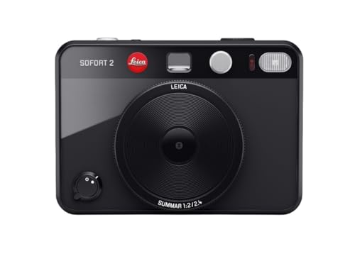 Leica Sofort 2 Sofortbildkamera mit LCD-Display, 2 Auslösern, 10 Objektiveffekten und Unterstützung der Leica FOTOS App (Schwarz)