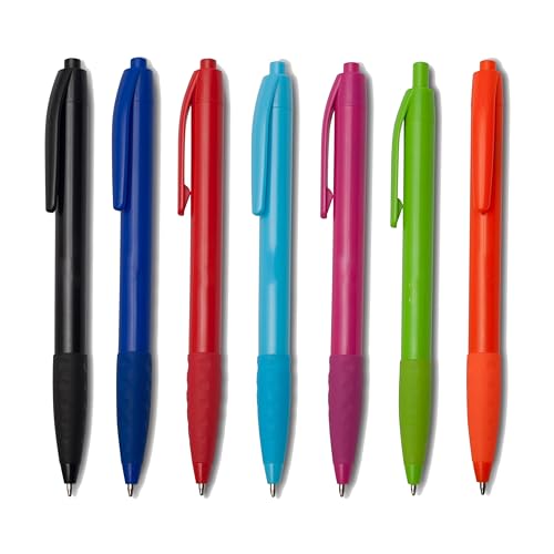 Wpro [100-Stück Packung] Kugelschreiber Set Manuel aus Kunststoff, Hochwertig, Edel, Farbenmix