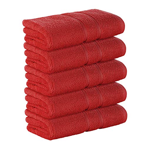 5 Stück Premium Frottee Handtücher 50x100 cm in rot von StickandShine in 500g/m² aus 100% Baumwolle