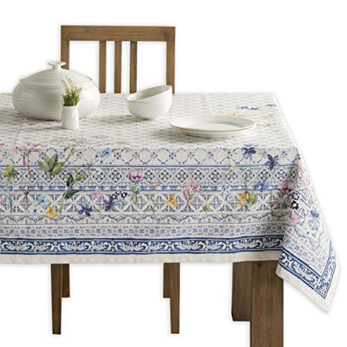 Maison d' Hermine Faience 100% Baumwolle Tischdecke für Küche | Abendessen | Tischplatte | Dekoration Parteien | Hochzeiten | Frühling/ Sommer (Rechteck, 140 cm x 180 cm)
