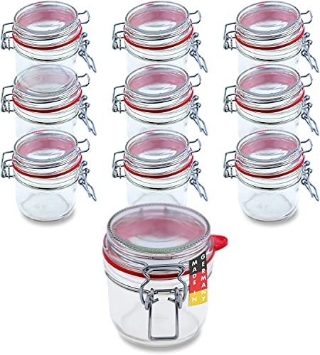 Flaschenbauer- 10 Drahtbügelgläser 255ml verwendbar als Einmachglas, zu Aufbewahrung, kleine Gläser zum Befüllen, Leere Gläser mit Drahtbügel