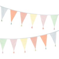 Talking Tables Pastel Fabric Bunting with Tassels - 3m |Triangle Flag Pennant Garland, 100% Cotton, Home Décor for Girls Bedroom, Nursery Accessories, Indoor Outdoor Easter Decorations, Baby Shower