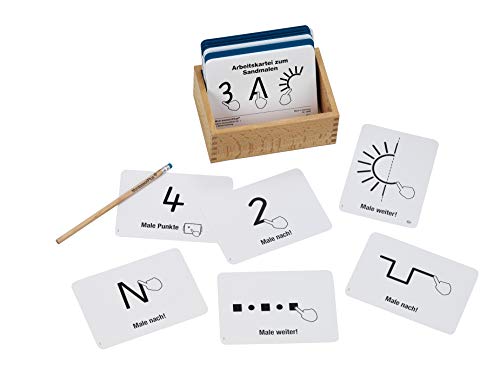 Montessori-Material Arbeitskartei zum Sandschreiben und Sandmalen, 100 Aufgabenkarten