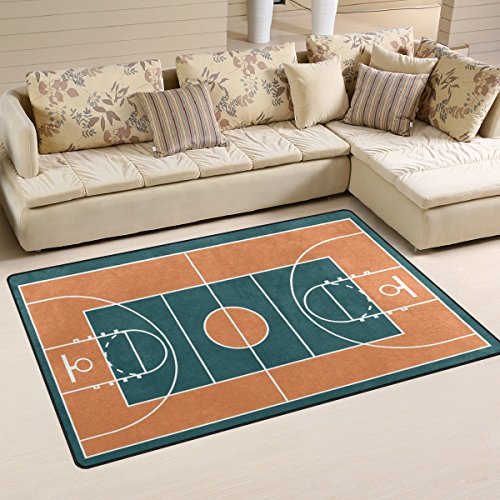 Use7 Street Sport Basketball Court Teppich Rutschfeste Fußmatte Fußmatte Fußmatte für Kinderzimmer, Wohnzimmer Schlafzimmer, Textil, mehrfarbig, 100 x 150 cm(3' x 5' ft)