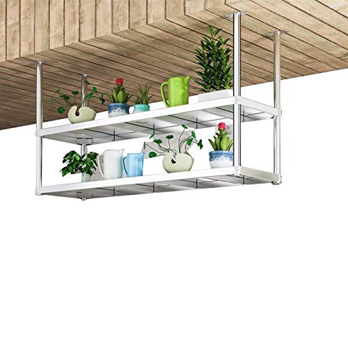 AFLCIO Deckenregal aus Edelstahl im europäischen Stil, hängendes Deckenregal für Restaurantbars, 2-stöckiges hängendes Trennwandregal/dekorativer Rahmen