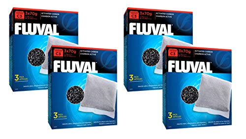 Fluval C3 Kohlefilter, insgesamt 12 Filter (4 Packungen mit 3 Filtern pro Packung).