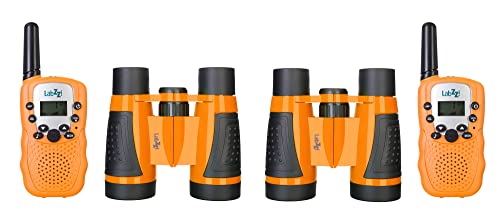 Levenhuk LabZZ WTT10 Kinder-Entdecker-Set mit 2 Walkie Talkies und 2 Ferngläsern für Spiele und Aktivitäten im Freien, Orange