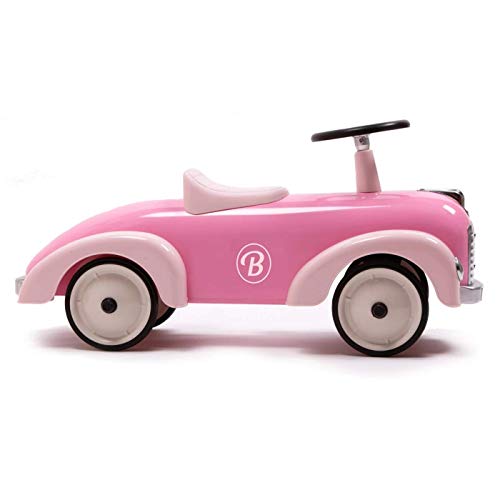 Baghera Rutschauto Blütenblatt Rosa | Rutschfahrzeug Rosa für Kinder mit zahlreichen lebensechten Details | Retro Rutschwagen für Kinder ab 1 Jahr