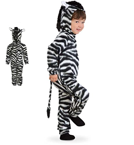 KarnevalsTeufel Zebra-Kostüm für Kinder mit Kapuze Overall Fasching Tier-Jumpsuit Karneval Kleinkinder-Karnevalskostüm Geburtstags-Geschenk (86)