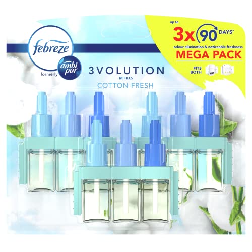 Febreze 3Volution Lufterfrischer-Nachfüllpack, 60 ml, Cotton Fresh, 3 alternative Düfte zur Geruchsbeseitigung weiß