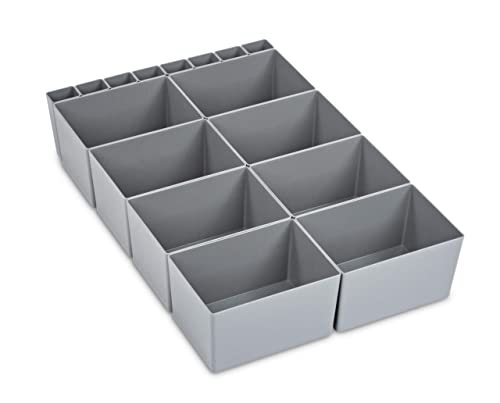 aidB NextGen Einsatzkasten Set 1/8 Unterteilung, 600 x 400 x 120 mm, ideal als Einsatz für Schubladen und NextGen Euroboxen