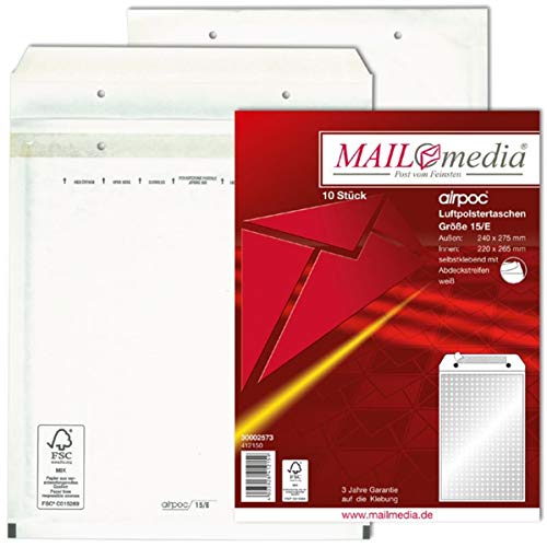 MAILmedia Luftpolster-Versandtaschen, Typ K20, weiß, 44 g, Menge 10