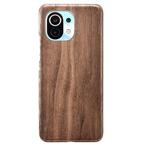 qichenlu Kugelsicher Aramidkern Walnussholz Echtholz Hülle Backcover für Mi 11,FSC zert. Holz Handyschale Ultra Slim Wood Case für Xiaomi Mi 11