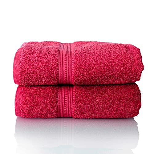 ALCLEAR Premium Frottier Handtuch Set, Frotteeserie in 6 Farben und 5 Größen, Farbe: ROT, 2X Saunatücher 70x200 cm