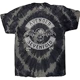 Avenged Sevenfold Herren T-Shirt Deathbat Crest (Dip-Dye) Tie Dye Charcoal, anthrazit, Mittel