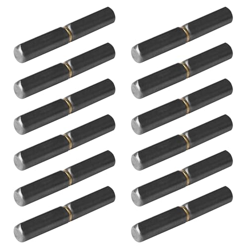 TSSS 12 Stück 100 mm Aufschweißscharniere, schweißbare Scharniere aus Kohlenstoffstahl, abnehmbare Schwerlasttürscharniere für Schwingtüren, Anhängerrampen, Scharnierstiftdurchmesser: 8 mm