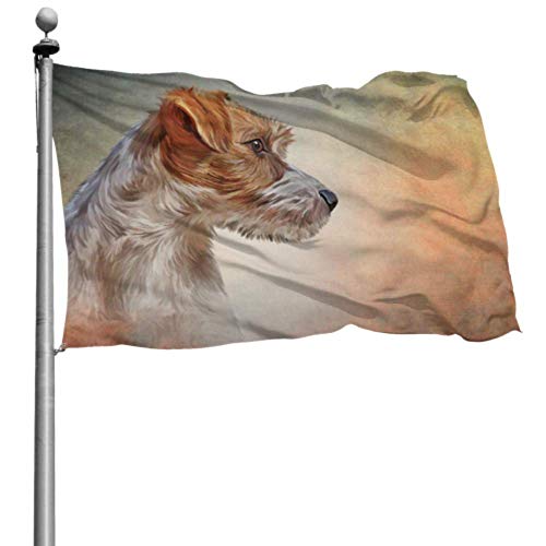 Dekorative Flaggen Zeichnung Hund Jack Russell Terrier Handgezeichnet Benutzerdefinierte Druck Flagge Dekorative Gartenflaggen 4x6 Ft (120x180cm) Polyester Mit Ösen Dekorationen Innen/Außen