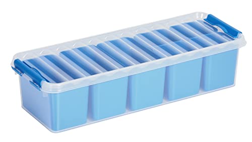 Sunware 2 Stück Q-Line Mixed Box- 3,5 Liter mit 7 Körbe (4x 0,25 + 3x 0,55 L) - 385x141x93mm - transparent/blau