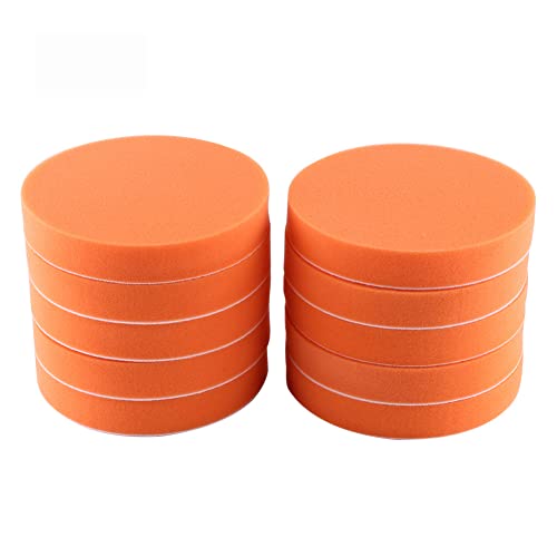 Qiilu Polierschwämme 150mm, 10 Stück 6" Auto Polierpads Schwamm Polieren Buffing Waxing Pad Kit Tool Polierauflage für Auto Polisher Puffer Orange Auto polieren Profiset